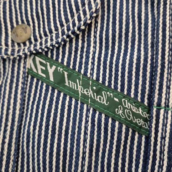 Key Imperial Pinstripe Denim Bib Pocket Overalls Button Fly  - Size 34/34 - Picture 15 of 16